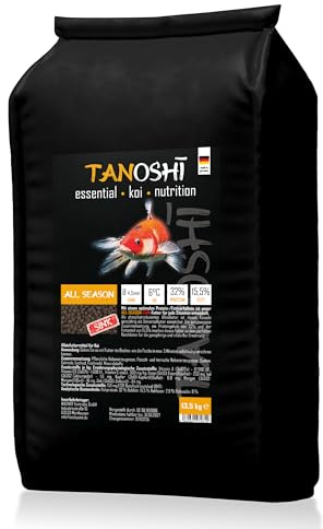Tanoshi Koifutter - All Season Sink - 4,5mm 13,5 kg | sinkendes Jauptfutter für Winter, Herbst und Frühjahr | für eine ausgewogene Ernährung mit Lachsöl | ab 6°C