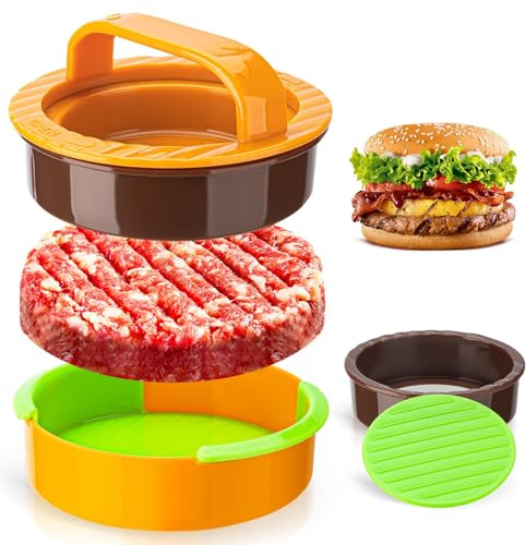 ONXE 3 in 1 Non-Stick Hamburger Press Patty Maker, Durable Burger Press for Stuffed Burgers, Sliders, Veggie & Beef Patties, Easy to Clean, Kitchen Gadgets for BBQ, Grilling & Barbecue
