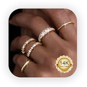 Diamday Gold Rings for Women, Stacking Ring Set Cubic Zirconia Non Tarnish
