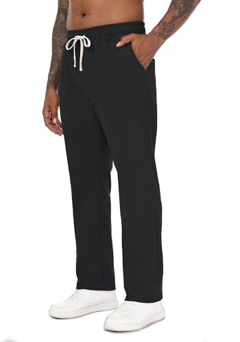 Yageshark - Pantaloni in corduroy da uomo modello chino, vestibilità regolare, con tasche e cintura elastica, ideali per ufficio, città e uso quotidiano, Nero , M