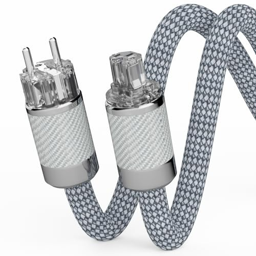 Monosaudio D503 HiFi High-End Netzkabel, audiophiles Stromkabel 1,5 m mit Kupferabschirmung, C15-Kaltgerätekabel mit EU Schuko & IEC Stecker für DVD/Verstärker/Decoder/Subwoofer/AMP