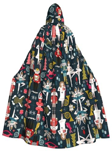 Kfjghhl Mantello con cappuccio, unisex, motivo schiaccianoci da balletto, costume da ballo natalizio, per feste di Halloween, cosplay, per adulti, 147,3 cm