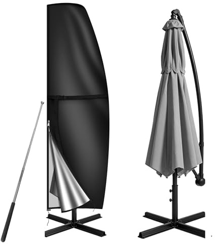 LCGOD Garden Parasol Cover, Waterproof Heavy Duty Patio Umbrella Cover for 2-4m Cantilever Banana Parasols, Anti-UV Windproof with Zipper, 420D Oxford Fabric (190x30/50cm)