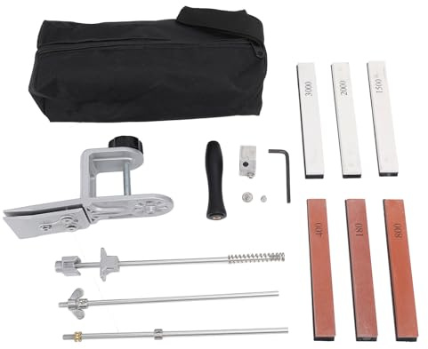 Kit d'affûtage à angle fixe avec 6 pierres à aiguiser, outil d'affûtage professionnel en acier pour ciseaux de chef de cuisine, raboteuse polyvalente et Durable