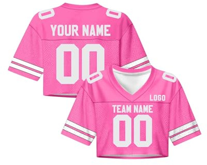 Personalisiert American Football Trikot für Damen, Custom Jerseys mit Name Nummer Logo Individuelles Spieltrikots T-Shirt Kurz Atmungsaktiv Training Sporthemden, Größen S bis 4XL