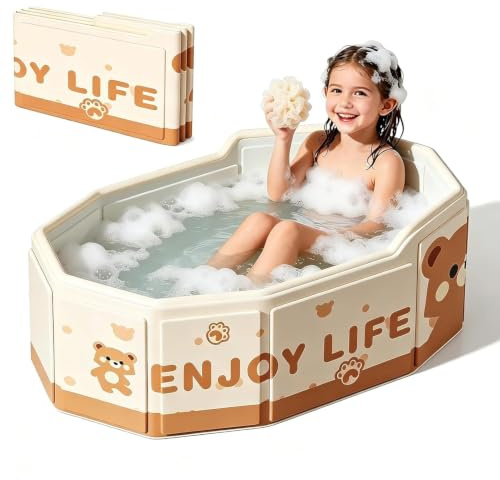Babybadewanne faltbar, tragbare Babywanne 0-8 Jahre für Dusche und Badewanne, mit Ablassschraube, kompakt, leicht, platzsparend, reisefreundlich ideal