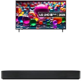 LG 55UA75006LA 55-Inch 4K UHD Smart TV bundle with SQM1. Compact All-In-One Soundbar with TV Sound Sync 2.0 channel, 40W