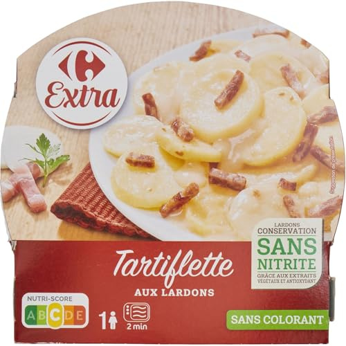 CARREFOUR EXTRA Tartiflette aux Lardons Fumés — Plat Cuisiné Traditionnel Savoyard, 300g - Lot de 3