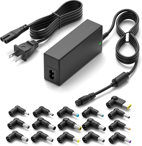 Powseed 65W Universal Laptop Charger for Dell HP Asus Acer Samsung Toshiba Lenovo IBM Sony Gateway Notebook Ultrabook Chromebook, DC Output 18.5V 19V 19.5V 20V Power Adapter Supply Cord 65W