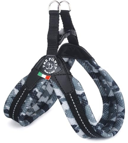Tre Ponti Geschirr Easy Fit Soft Mesh mit Click Verschluss in div. Farben und Größen, Farbe:Camouflage grau, Größe:Gr 4. / 49-52 cm/bis 14kg