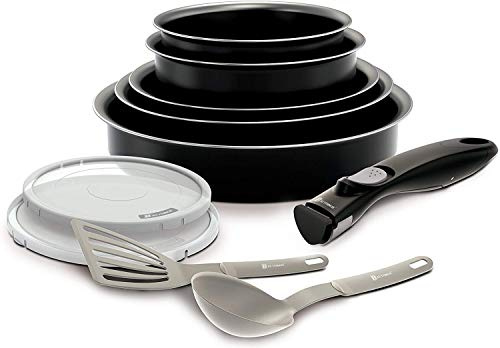 Backen Easycook Batería de Cocina 10 Piezas, Aluminio, Negro, 30 x 35 x 14 cm