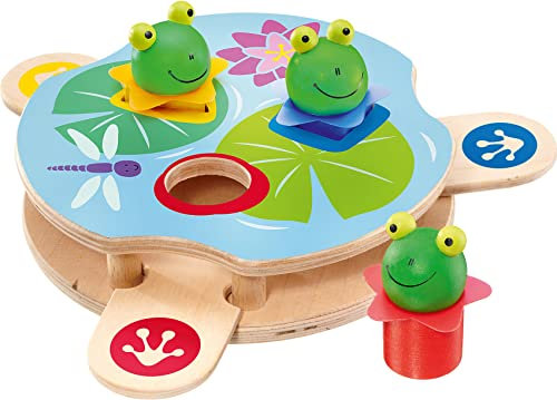 Selecta 62072 Saltino, Frosch-Katapult, Motorikspielzeug aus Holz