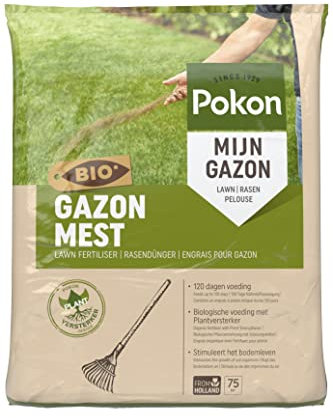 Pokon Bio Rasendünger mit Sofort und Langzeitwirkung zur Ganzjahres- Rasenpflege, mit Extra Magnesium, 75qm, 5kg