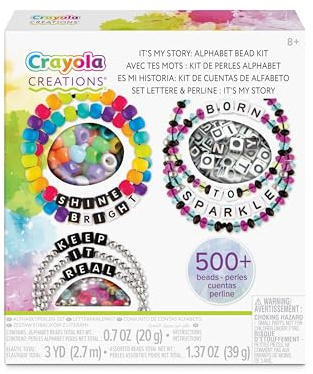 CREATIONS CRAYOLA Set Crea i Tuoi Braccialetti Alphabet Bead – It’s My Story, Attività Creativa e Regalo per Bambine, da 8 anni, 04-2968