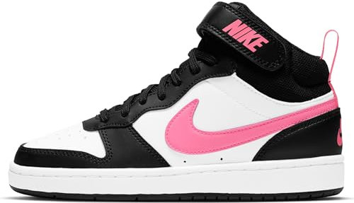 NIKE Court Borough Mid 2, Sneaker Unisex-Adulto, Nero Bianco Rosa, 36.5 EU