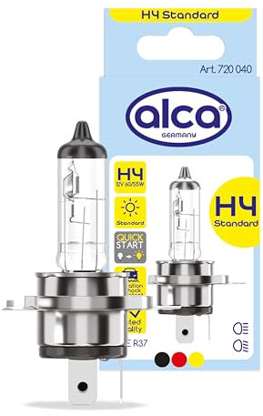 alca® Halogenlampe H4 Fahrzeuglampe Glühbirne Auto Leuchtmittel 12V 60W Sockel: P43t
