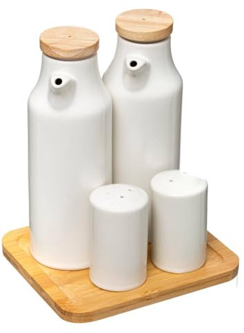 5five - set per olio, aceto e pepe in ceramica bianca seramik