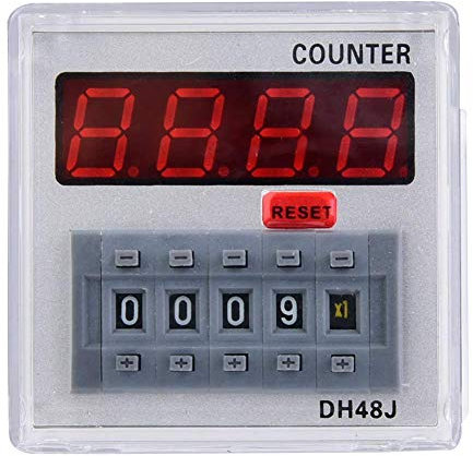 Tyenaza Contatore Digitale, Relè Contatore LED DH48J-A 24V/220V Digitale Contatore Relè con Display LED 1-999900 11 Pin (24VAC/DC)