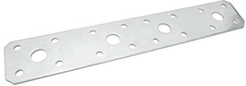 AERZETIX - C58354 - Set di 5 Piastre di montaggio perforate 35x200x2.5mm - 4 fori x Ø11mm e 16 fori x Ø5mm - in acciaio zincato Z275 - colore argento