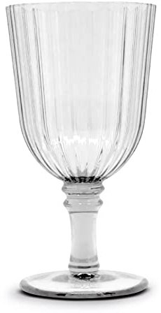 Set de 2 verres à pied striés en acrylique. Contenance : 460 ml. Transparent