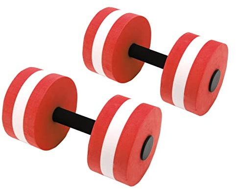 Topiky 2PCS Water Weights Dumbbells, Aquatic Exercise Dumbells, Water Aerobics Set for Aquatic Exercise, Aqua Fitness Barbells Exercise Hand Bars, Pool Fitness Equipment (Red)