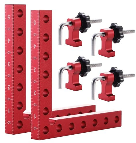 Fippy 90 Degree Positioning Squares Clamps Right Angle Clamps 5'' x 5'', 2PCS Aluminium Alloy 90 Degree Corner Clamps for Woodwork Picture Frame Cabinet