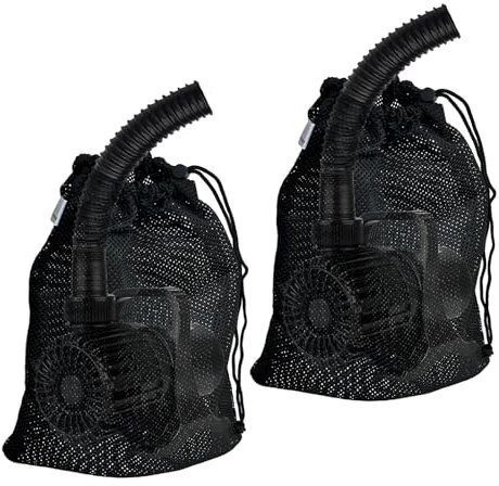 Cover Geny Pond Pump Filter Bag, 2 Pcs 12 x 15.5 Drawstring Submersible Water Pump Barrier Bag, Black Mesh Media Bags, Pond Pump Covers for Aquarium, Swimming Pool, Outdoor Fountain.
