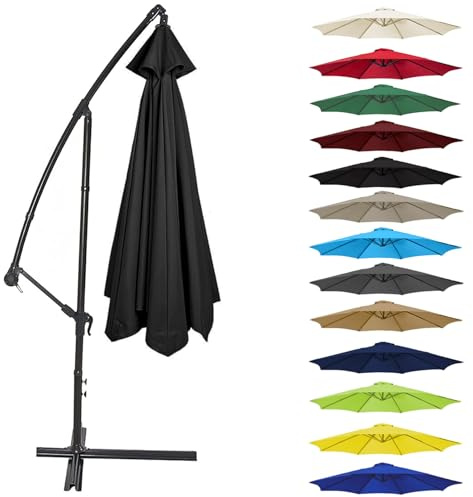 Canopy Cover 200CM 2.7M 300CM (6 Arms/8 Arms) Umbrella Replacement Cloth Cantilever Parasol Top Fabric Cover UV Protective(Color:Black,Size:6 ribs-2.7m(8.8ft))