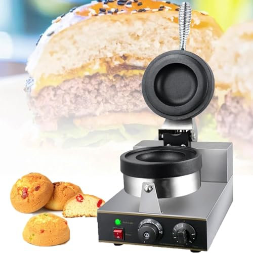 Oiyekntd Kommerzielle Burger-Waffelmaschine, elektrische Hamburgerpresse, Backmaschine, 1300 W, Burger-Waffelmaschine, 50–300 °C Temperaturregelung, für Bäckereien, Restaurants, Kioske, Kantinen