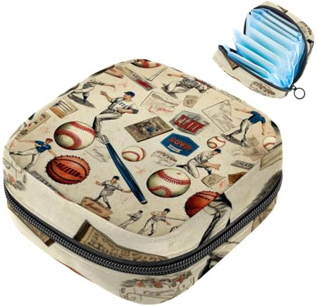 RODAILYCAY Damenbinden-Aufbewahrungsbeutel für Damen, große Kapazität, Menstruationspad-Tasche, Baseball-49 Menstruationstaschen, Tampon-Sammelhalter, Geldbörse