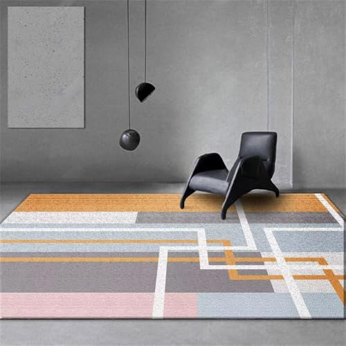 RUGMRZ Teppiche Fürs Kinderzimmer Moderne Geometrie Wohnzimmer Salon Kurzer Stapel Anti-Rutsch, Anti-Fouling und Waschbar Bodenschutzmatte Teppich Sofa Für Schlafzimmer Teppich Nach Maß 100X160CM