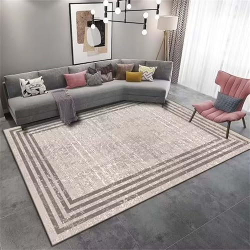 Teppich Wohnzimmer Orientteppich Wohnzimmerteppich Modern Einfarbiges Streifendesign, bequemer Schlafzimmerteppich, feuchtigkeitsbeständig und leicht zu reinigen Teppich Eingang(Grau 200X300cm)