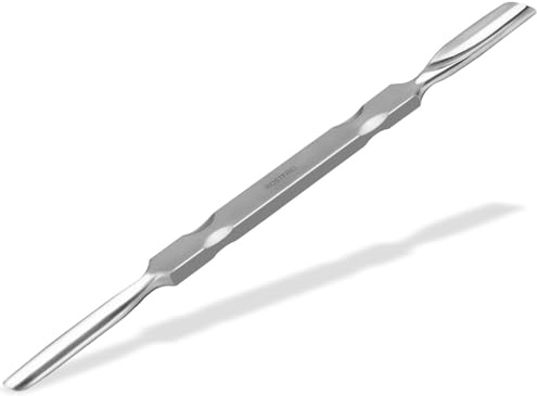 Premium Nagelhautschieber Hohlmeißel Fein-Breit Kombi-Nagelpflege Werkzeug | Doppelinstrument Nagelreiniger Edelstahl Gel Nagellack Entferner Nagelhautschneider Nagelhaut Fingernägel 14 cm