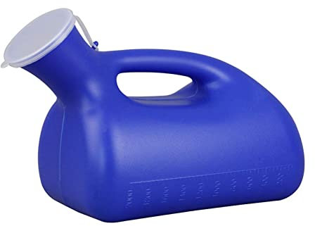 Urinale für Männer – 2000 ml Dicke Bettpfannenflasche aus Kunststoff mit Deckel – tragbare Urinflaschen – Reise-Sammelbehälter (blau)