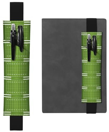 Stiftehalter aus PU-Leder mit grünem Druck, verstellbares Gummiband, Stifteetui für Hardcover-Tagebücher, Notizbücher