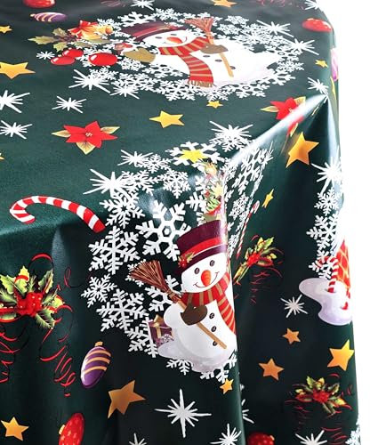 Wachstuch Wachstischdecke Weihnachtstischdecke Weihnachten Zuckerstange Dunkelgrün Oval 140 x 220 cm abwischbare Tischdecke