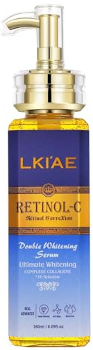 LKIAE Ultimate Double Whitening Retinol Gesichts- & Körperserum, reduziert Falten & dunkle Flecken, feuchtigkeitsspendend, pflegend, Anti-Aging, mit Kollagen, Schneckenextrakt, 180 ml (1er Pack)