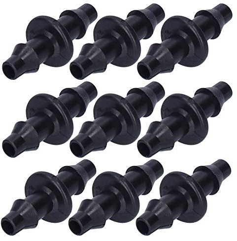 Hapivida Raccordi per Irrigazione a Goccia, 100 Pezzi 4/7 Connettori Spinati a 2 Vie Tubo Gocciolante Spinato Accoppiatore per Irrigazione Accessori per Irrigazione da Giardino per Vaso
