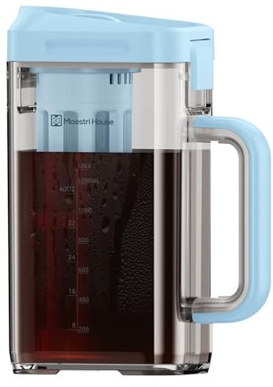 Maestri House Cold Brew Coffee Maker, 40oz Iced Tea and Coffee Maker Brewer Space Saving Tritan Pitcher, 350 Mesh Filter, 100% Leak-Proof