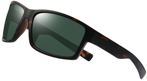 Joopin Polariserade sportglasögon för män, omslutande solglasögon med UV400-skydd, fyrkantiga solskydd för körning (Leopardgrön)