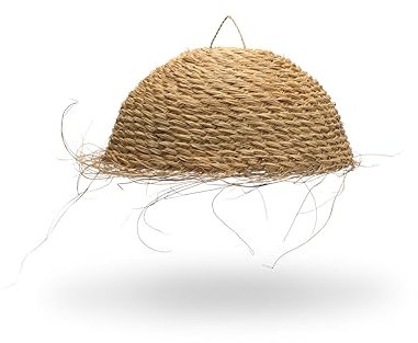 Pantalla de Lámpara Marroquí, Ratán Natural Tejido a Mano, 50x30cm, Diseño Semiesférico