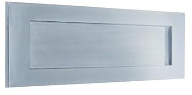 Kooples Hardware Plain Letterplate – Solid Metal Front Door Mail Slot with Flap – Minimalist External Letterbox Cover for Timber & Composite Doors (Satin Chrome, 355x115mm)