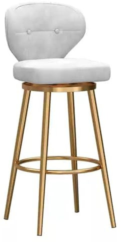 Eleganter Barhocker aus Samt, drehbar, 65 cm, Thekenhöhe, Sitzgelegenheit mit Rückenlehne, stilvolle Barstühle für Küche, Insel und Esszimmer, goldene Beine und weißes Kissen