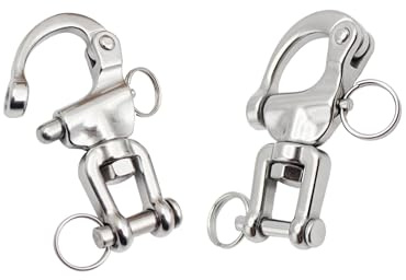 BEIRUDG Snap Shackle Quick Release 316 Stainless Steel Jaw Swivel Snap Shackle Heavy Duty Marine Sailboat Shackles for Sailing Halyard, Sailing Rigging 2pcs
