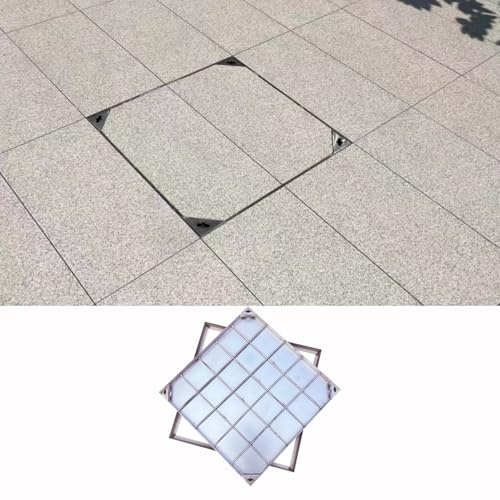 Couvre-fosse septique invisible, plaque d'inspection professionnelle des égouts – Couvercle d'inspection de chasse d'eau en acier inoxydable – Grille de drainage extérieure pour bassins de