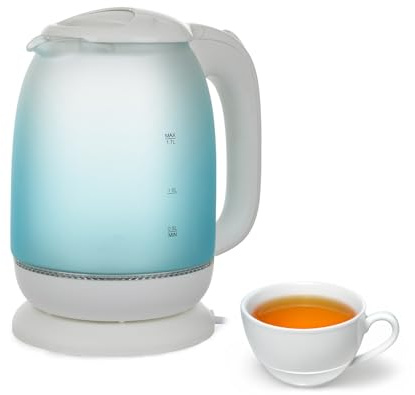 Kasanova 1 W2200 LT 1.7 Bollitore Elettrico Vetro Fumato Blu, Vetro Polipropilene Componenti Elettronici