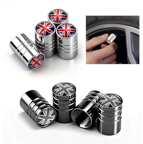 8 Pcs Tyre Valve Caps, Dust Caps for Car Tyres Tire Valve Stem Caps, Durable Universal Aluminum Tyre Dust Caps Stem Cover for Cars, Bike and Bicycle, Trucks, Motorcycles (Black, Silver)
