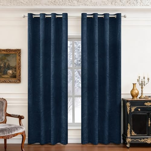 Ystyle Rideaux Occultant Thermique Isolant Lot De 2, 140x200CM, Bleu Foncé | Rideaux Salon Et Chambre, Rideau Opaque Anti Bruit IntéRieurs à Oeillets, Moderne Decoration Pour Maison