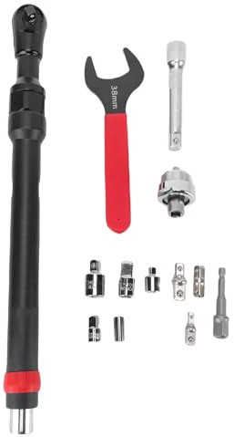 ASHATA Clé D'extension Décalée 3 en 1, Rallonge à Cliquet en Acier allié avec Adaptateurs 1/4 3/8 /2 pour Perceuse électrique dans les Espaces Restreints