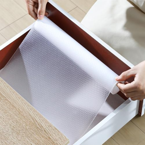 VINATO Schubladenmatte Eva – Wasserabweisend, zuschneidbar Antirutschmatte – Küche, Bad, Schrank-Innenschutz(Transparent,30x400cm)
